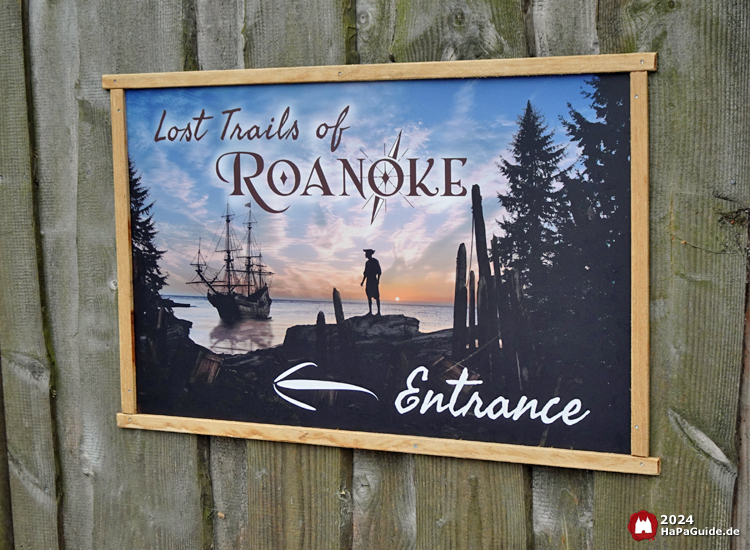 Abenteuerland - Schild Eingang Lost Trails of Roanoke