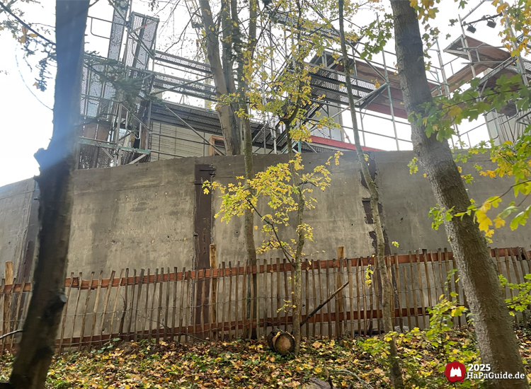 Cornwall Coaster - Blick von den Safari-Jeeps auf den Bau des Bahnhofs