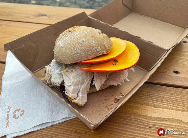 Herbstzauber am Meer - Honigschinken im Brötchen mit Kürbis und Orangen Sauce