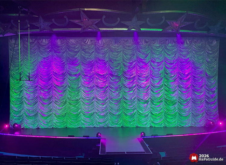 Laser- und Special-Effekt-Show - Vorhang beleuchtet in Grün und Purpur