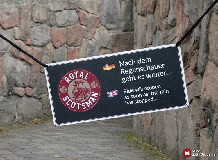 Royal Scotsman - Schild Nach dem Regenschauer geht es weiter