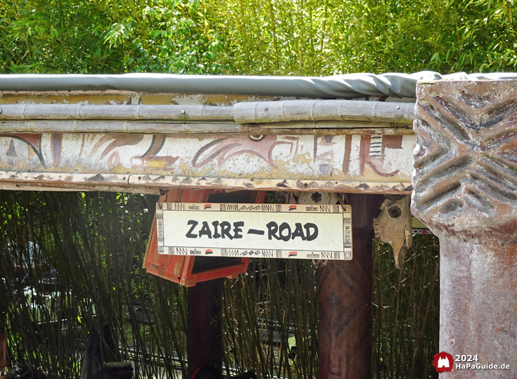 Safari-Jeeps - Schild Zaire-Road