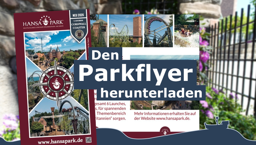 Den Parkflyer zur Saison 2026 herunterladen Download Hansa-Park Flyer Saison 2026